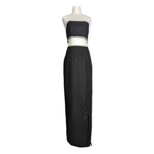 90s Y2k PANOPLY 2-Piece Shimmer Bandeau Pencil Skirt Formal Dress